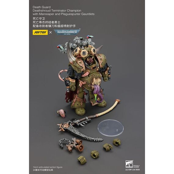 Warhammer 40k Action Figure 1/18 Death Guard Deathshroud Terminator Championwith Manreaper and Plaguespurter Gauntlets 14 cm