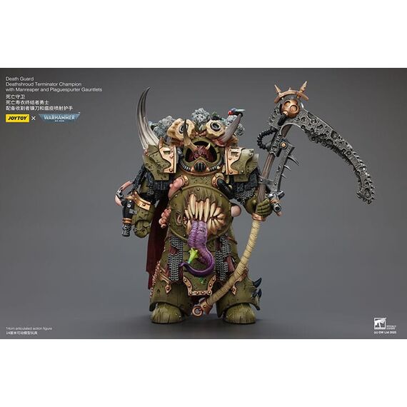 Warhammer 40k Action Figure 1/18 Death Guard Deathshroud Terminator Championwith Manreaper and Plaguespurter Gauntlets 14 cm