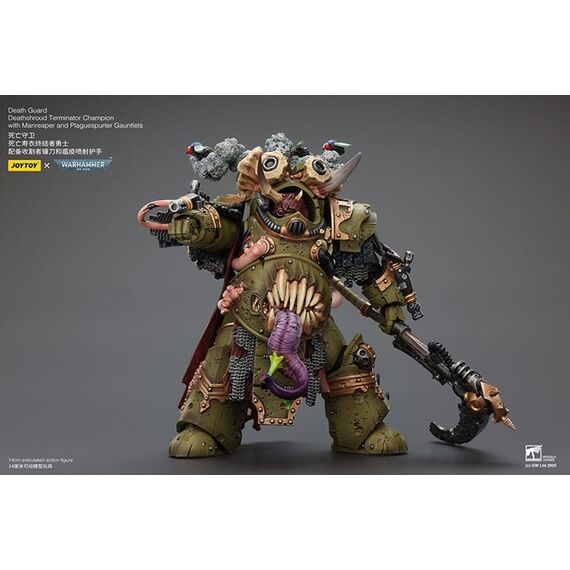 Warhammer 40k Action Figure 1/18 Death Guard Deathshroud Terminator Championwith Manreaper and Plaguespurter Gauntlets 14 cm