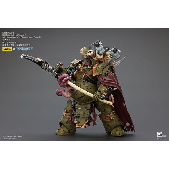 Warhammer 40k Action Figure 1/18 Death Guard Deathshroud Terminator 2 with Manreaper and Plaguespurter Gauntlet 14 cm