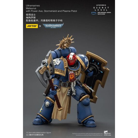 Warhammer 40,000 Action Figure Ultramarines Metaurus with Power Axe, Stormshield and Plasma Pistol 13 cm