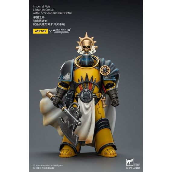 Warhammer Imperial Fists Action Figure Librarian Consulwith Force Axe and Bolt Pistol 12 cm