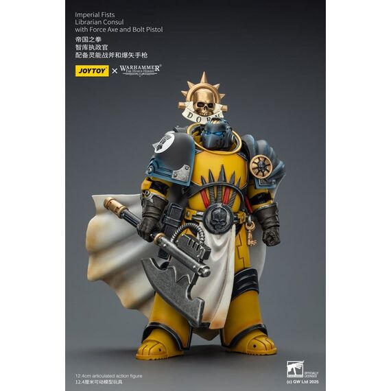Warhammer Imperial Fists Action Figure Librarian Consulwith Force Axe and Bolt Pistol 12 cm