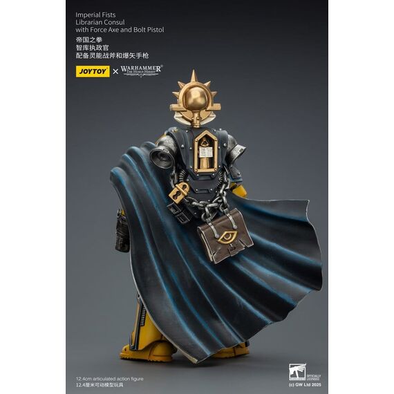Warhammer Imperial Fists Action Figure Librarian Consulwith Force Axe and Bolt Pistol 12 cm