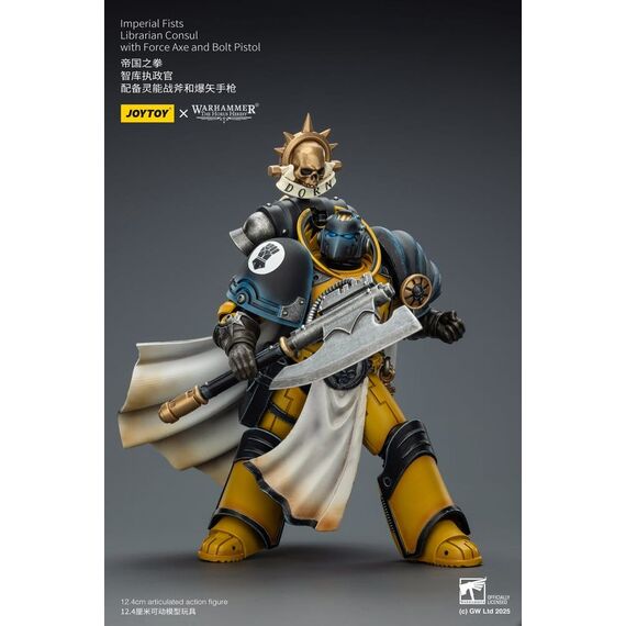 Warhammer Imperial Fists Action Figure Librarian Consulwith Force Axe and Bolt Pistol 12 cm