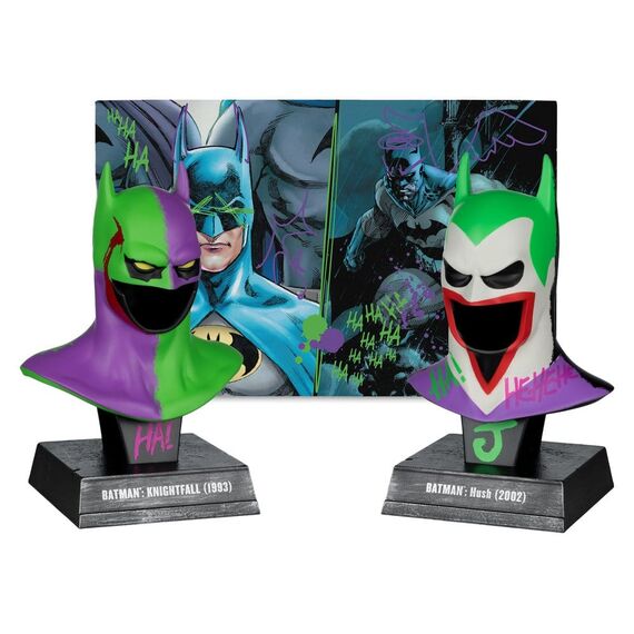 Batman DC Direct Mini Replica 1/3  2-pack Batman Cowls Hush & Knightfall (Jokerized) (Gold Label) 18 cm