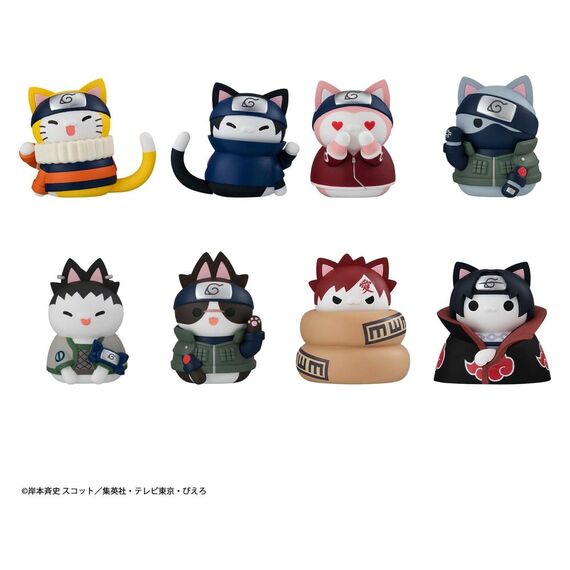 Naruto Mega Cat Project Minifigures 3 cm Nyaruto! Cats of Konoha Village Reboot Blind Box Display (8) (Repeat)