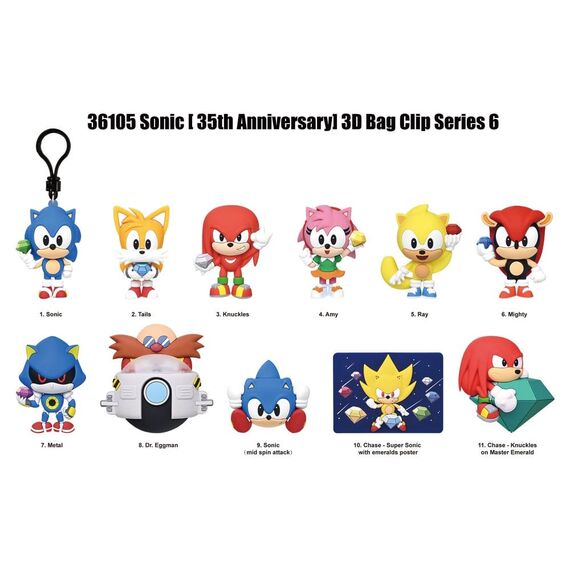 Sonic the Hedgehog 3D PVC Bag Clips Series 6 Display (24)