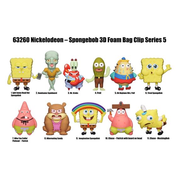 Nickelodeon Classics 3D PVC Bag Clips Series 5 SpongeBob SquarePants Display (24)
