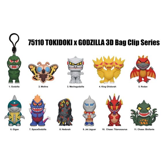 Tokidoki x Godzilla 3D Foam Bag Clips Display (24)