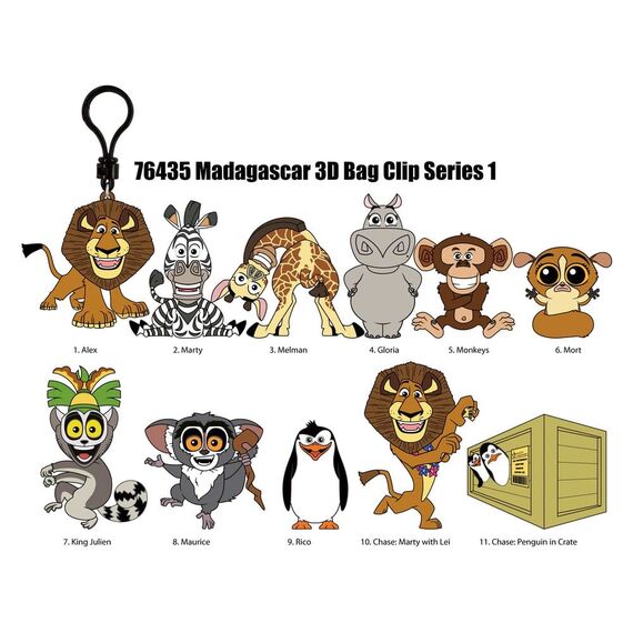 Madagascar 3D Foam Bag Clips Serie 1 Display (24)