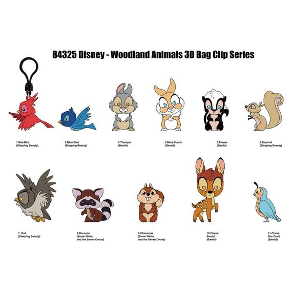Disney 3D Foam Bag Clips Woodland Characters Series 76 Display (24)