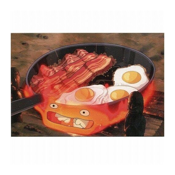 Howl´s Moving Castle Postcards Calcifer bacon & egg