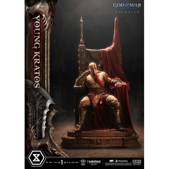 Throne Legacy God of War Series Statue 1/3 Ragnarok Young Thyself Kratos 91 cm