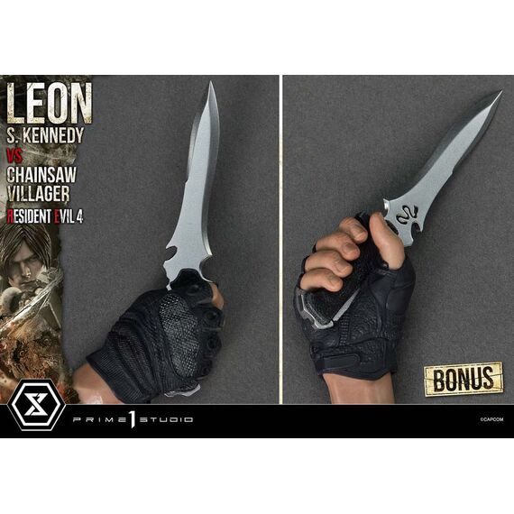 Resident Evil 4 Ultimate Premium Masterline Series Statue 1/4 Leon S. Kennedy vs. Chainsaw Villager Bonus Ver. 76 cm