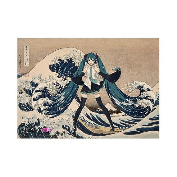 Katsushika Hokusai x Hatsune Miku Acrylic Panel Thirty-six Views of Mount Fuji The Great Wave off Kanagawa 30 cm