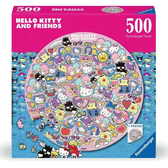 Helly Kitty and Friends Round Jigsaw Puzzle (500 pieces)