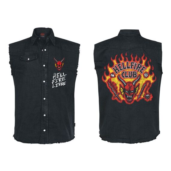 Stranger Things Work Shirt Hellfire Distressed Size L