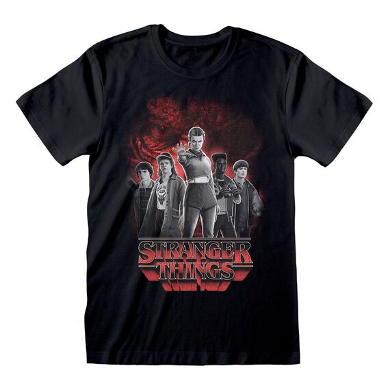 Stranger Things T-Shirt Group with Vecna behind Balck and White Size S