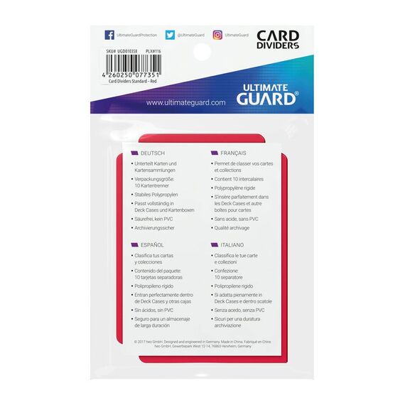 Ultimate Guard Card Dividers Standard Size Red (10)