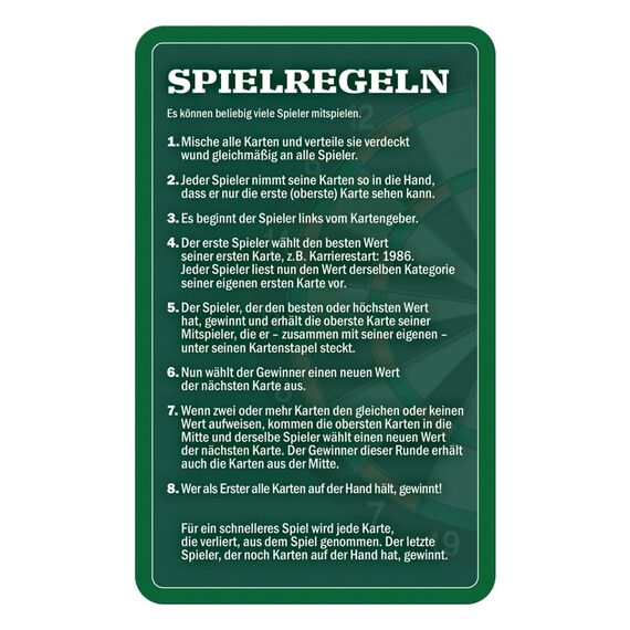 Darts Card Game Top Trumps Collectables Legenden *German Version*