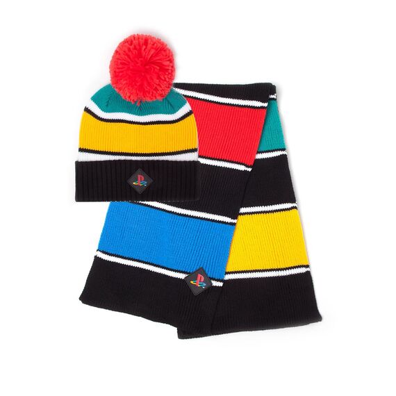 SONY - Playstation Retro Colors - Beanie & Scarf RED/GREEN/YELLOW/BLACK/BLUE