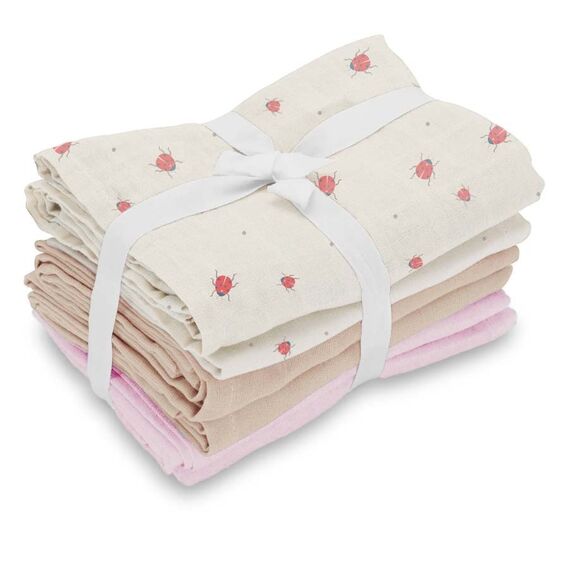 Vanilla Copenhagen - Muslins 6-pack Lady Lovebug - Milk, Beige, Blue - 70 x 70 cm / Baby and Children