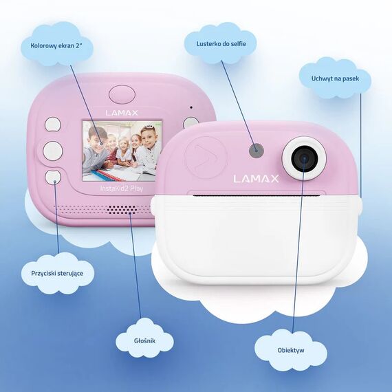 Kids’ camera LAMAX InstaKid2 Play, pink