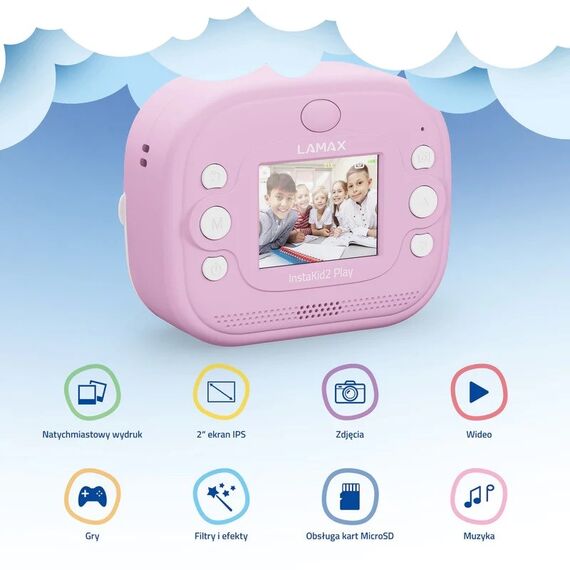 Kids’ camera LAMAX InstaKid2 Play, pink