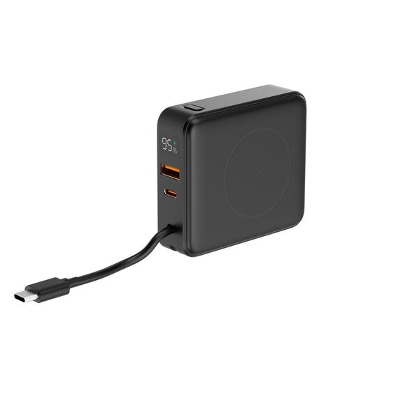 Gembird PB10-WPC15-LCD-01 Fast charging power bank with wireless charger, 20W, 10000 mAh, black