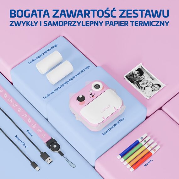 Kids’ camera LAMAX InstaKid2 Plus, pink
