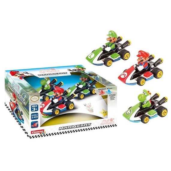 MARIO KART - Mario, Luigi, Yoshi - Multipack 3 Cars Pull Back Action