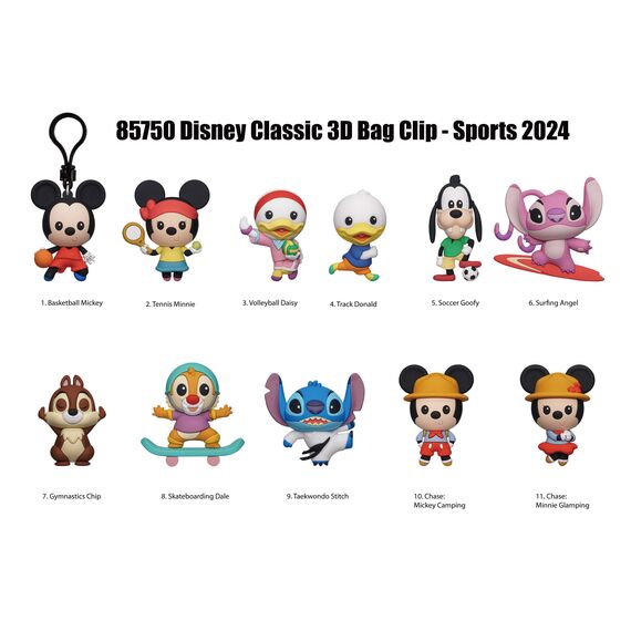 DISNEY SPORTS - Series 55 - 3D Foam Bag Clip (Display 24 Pcs)