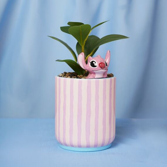 ANGEL - Planter with a Angel 3D Stitch + Faux Plant