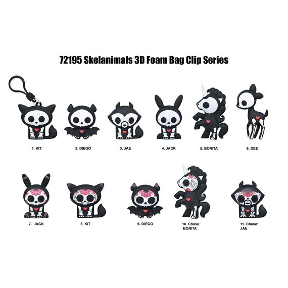 SKELANIMALS - Series 1 - 3D Foam Bag Clip (Display 24 Pcs)