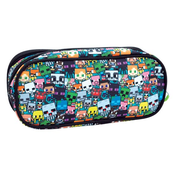 MINECRAFT - Pencil Case Oval with 2 Zippers