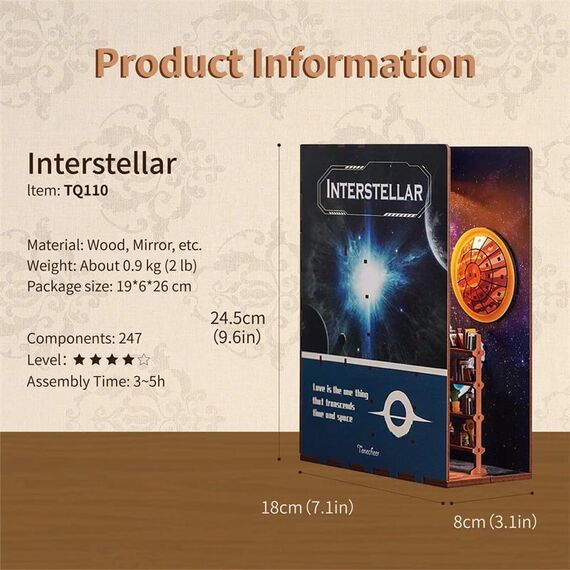 BOOK NOOK KIT - DIY- Interstellar - 247PCS + LED Light