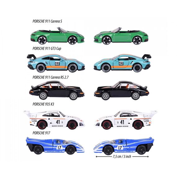 RIDE COOL - Porsche - Pack of 5 Miniature Cars - 1:64