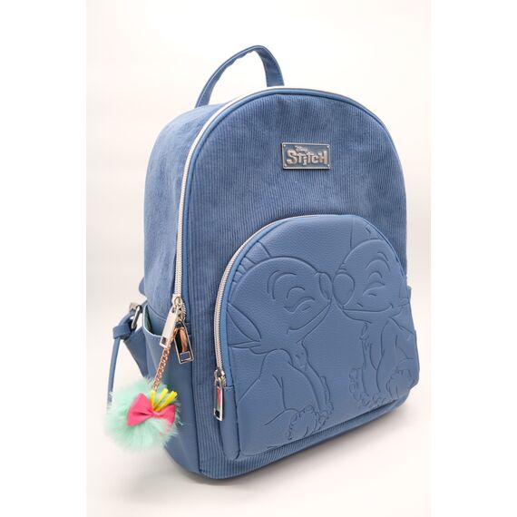 STITCH & ANGEL - Fashion Duo Blue Corduroy BackPack - '28x22x11cm'