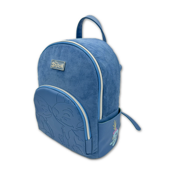STITCH & ANGEL - Fashion Duo Blue Corduroy BackPack - '28x22x11cm'