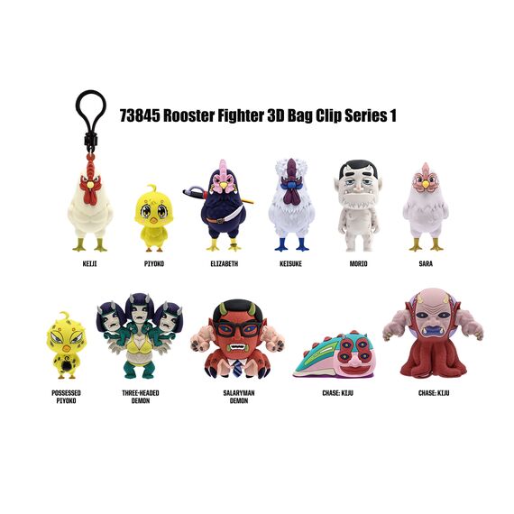 ROOSTER FIGHTER - Series 1 - 3D Foam Bag Clip (Display 24 Pcs)