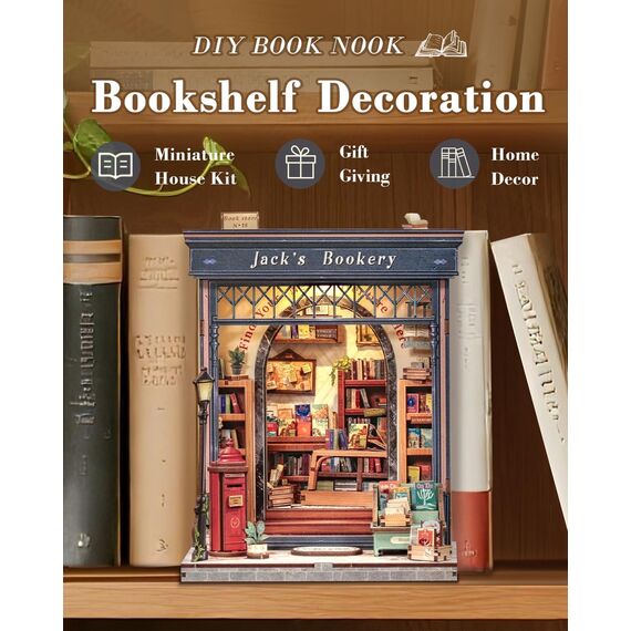 MINIATURE HOUSE - DIY- Jack's Bookery - 330pc + LED Light