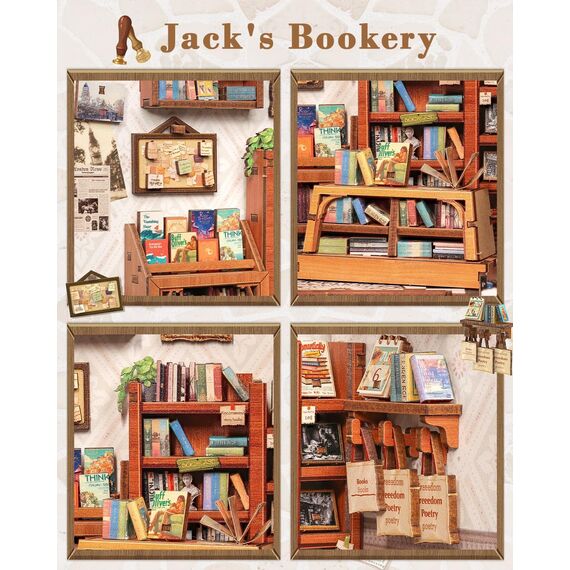 MINIATURE HOUSE - DIY- Jack's Bookery - 330pc + LED Light