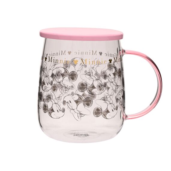 DISNEY - Minnie - Glass Mug with Lid 18oz