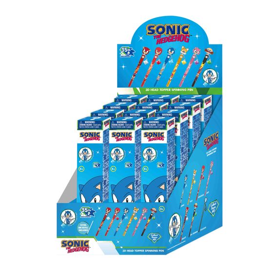 SONIC - 3D Head Topper Spinning Pen (Display of 12 pcs)