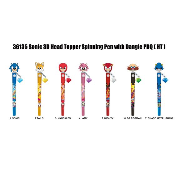 SONIC - 3D Head Topper Spinning Pen (Display of 12 pcs)