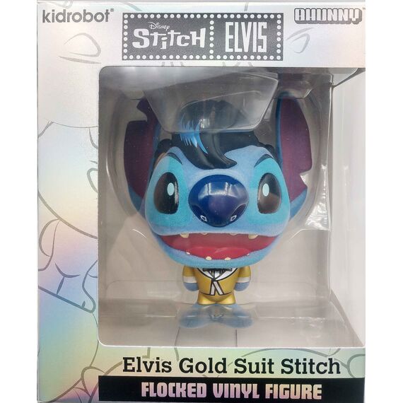 STITCH - Elvis Gold Suit - Bhunny Flocked Vinyl Figure - 10cm