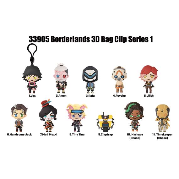 BORDERLANDS - Series 1 - 3D Foam Bag Clip (Display 24 Pcs)