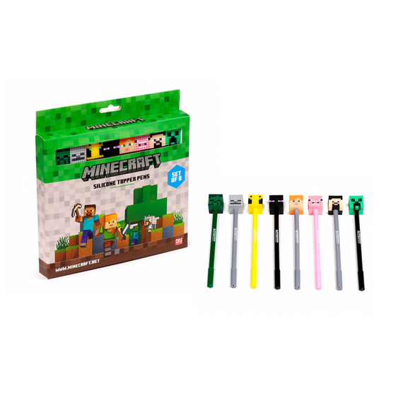 MINECRAFT - Heads - Set of 8 Head Topper Erasable Gel Pen