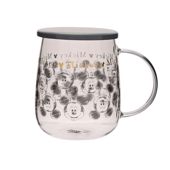 DISNEY - Mickey - Glass Mug with Lid 18oz